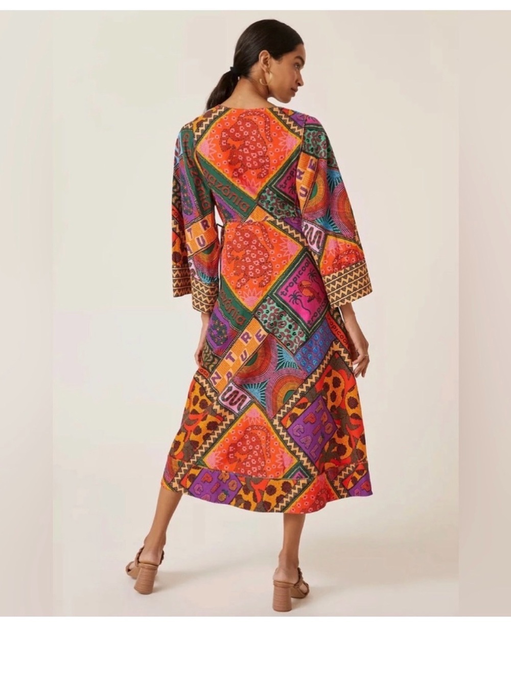 FARM Rio dotted patchwork Midi Dress - Picture 3 of 15